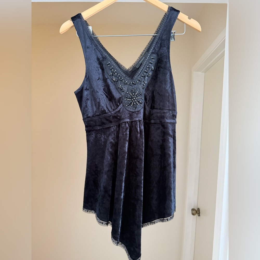 Express Black Asymmetrical Beaded Blouse